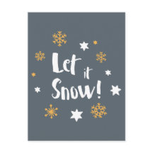 "Let it Snow!"  Calligraphy Christmas Modern Gray