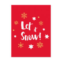 "Let it Snow!"  Calligraphy Christmas Modern Red