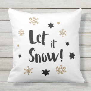 "Let it Snow!" Calligraphy Christmas Outdoor Cushion