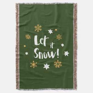 "Let it Snow!" Calligraphy Christmas Throw Blanket