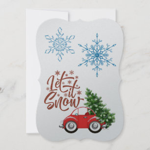Let It Snow Car Hauling Pine Tree Personalise Card