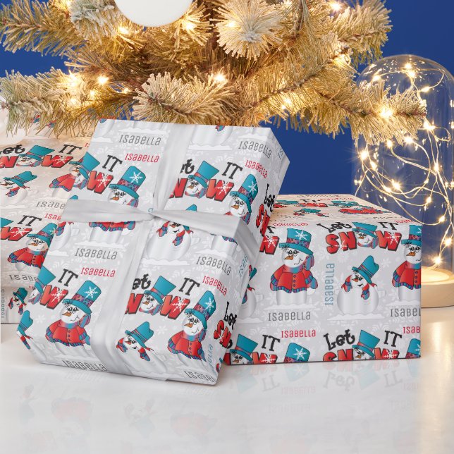 Let it Snow Cartoon Snowman Wrapping Paper (Holidays)