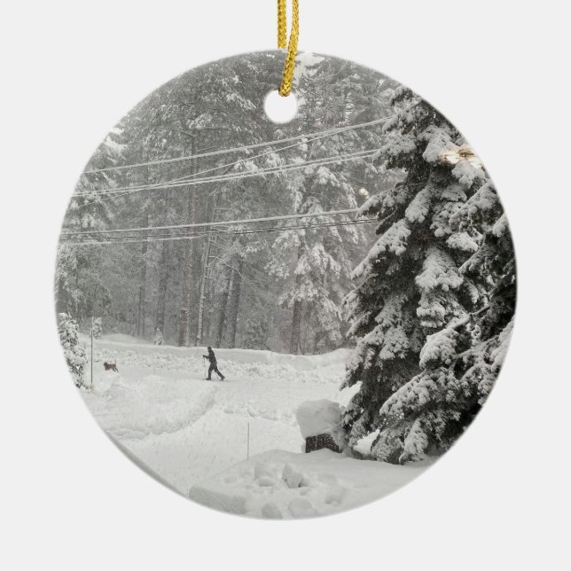 Let It Snow! Ceramic Ornament (Front)