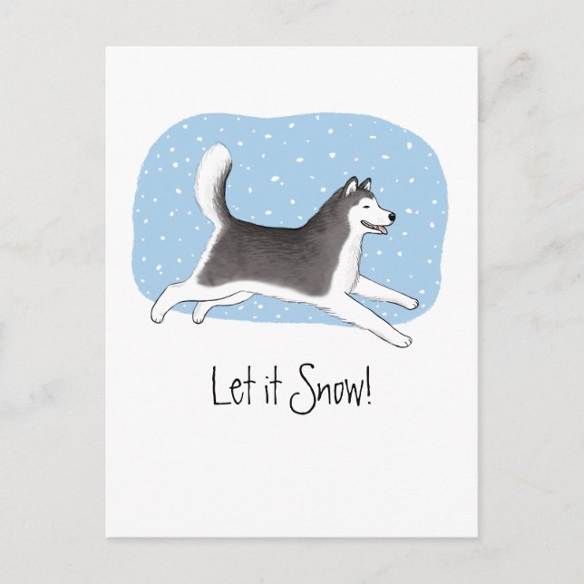 "Let it Snow!" Cheerful Dog Design Holiday Postcard (Front)