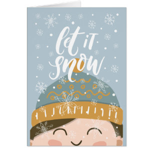 Let It Snow, Child in Winter Hat Art,  Christmas