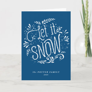Let It Snow Christmas Blue Holiday Card