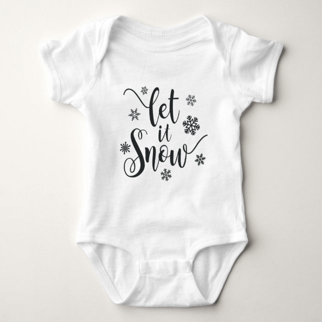 Let It Snow Christmas Calligraphy | Baby Bodysuit (Front)