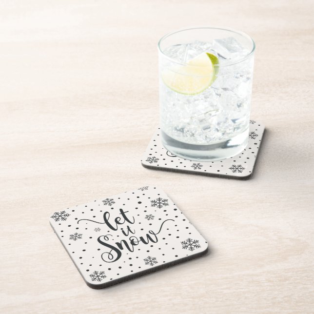 Let It Snow Christmas Calligraphy | Coaster (Right Side)