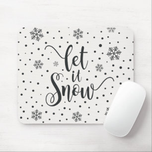 Let It Snow Christmas Calligraphy   Mousepad