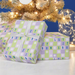 Let it Snow Christmas Colour Block Purple Green Wrapping Paper