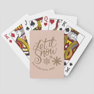 "Let it Snow" Christmas Gold Glitter Playing Cards