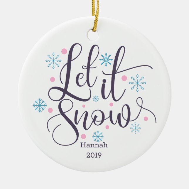 Let it Snow Christmas Holiday Ceramic Tree Decoration (Front)