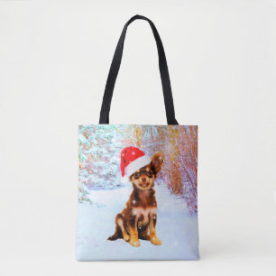 Let it Snow Christmas Holiday Chihuahua Dog Tote Bag