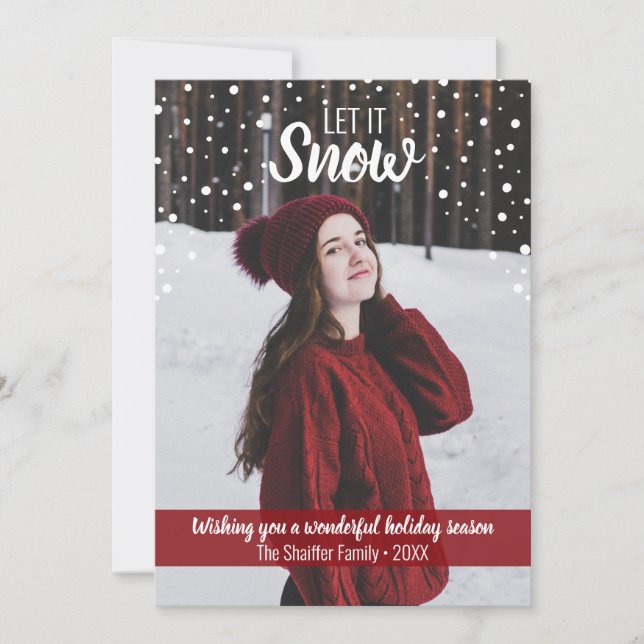 Let It Snow Christmas Holiday Family Photo Card (Front)