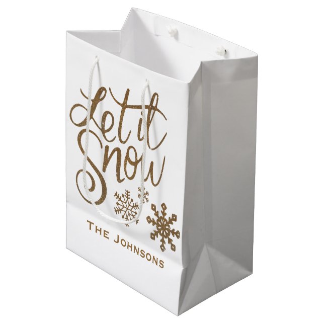 Let it Snow Christmas Holiday Gift Bag (Front Angled)