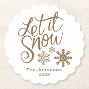 "Let it Snow" Christmas Party Paper Coasters