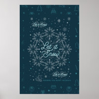 Let It Snow Christmas Poster 24x36 / Black