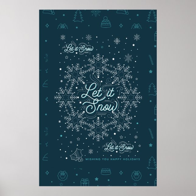 Let It Snow Christmas Poster 24x36 / Black (Front)