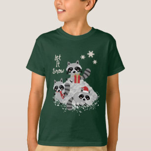 LET IT SNOW CHRISTMAS RACCOONS WILDLIFE KIDS T-Shirt