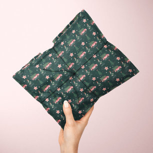 Let It Snow Christmas Tree Green Vintage Retro Van Tissue Paper