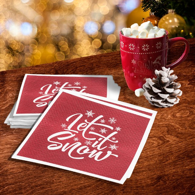 Let It Snow Christmas Typography Red/White ID951  Napkin (Creator Uploaded)