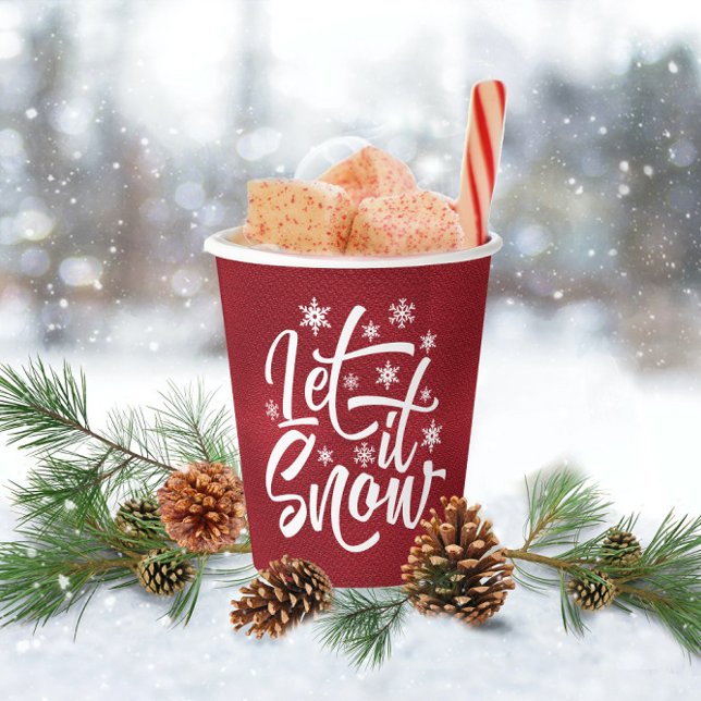 Let It Snow Christmas Typography Red/White ID951 Paper Cups (Creator Uploaded)