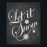Let It Snow Christmas vintage chalkboard print<br><div class="desc">"Let It Snow" Christmas vintage chalkboard art print in black and white. 
A lovely Christmas quote on vintage chalkboard texture with tiny snowflakes. 
Add a festive,  happy touch to your Christmas decor with this print!</div>