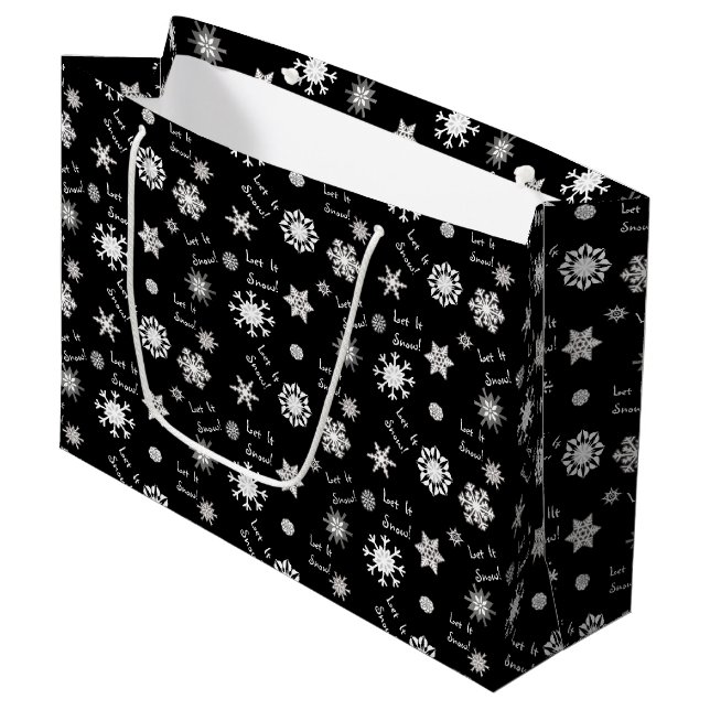 Let It Snow Colour Choice Background Large Gift Bag (Front Angled)