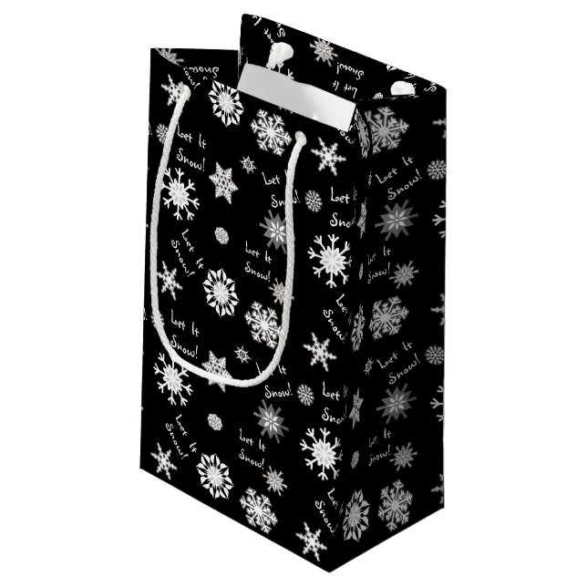 Let It Snow Colour Choice Background Small Gift Bag (Back Angled)