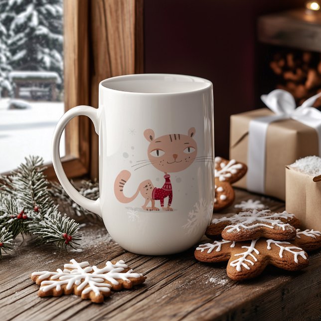 Let It Snow - Cute Cat in Winter Sweater Coffee Mug (Creator Uploaded)
