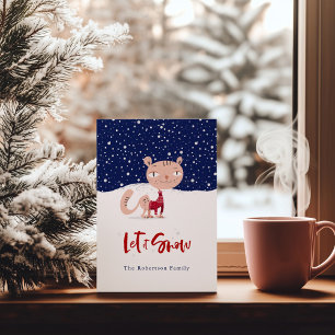 Let It Snow - Cute Cat in Winter Sweater Postcard