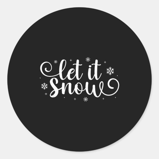 Let It Snow Cute Christmas Snowflakes Winter Holid Classic Round Sticker (Front)
