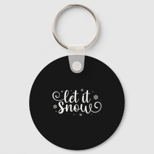 Let It Snow Cute Christmas Snowflakes Winter Holid Key Ring