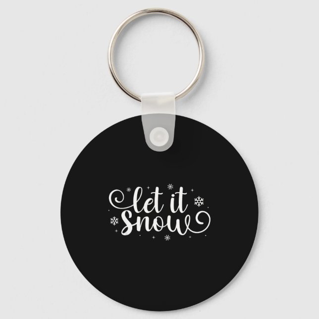 Let It Snow Cute Christmas Snowflakes Winter Holid Key Ring (Front)