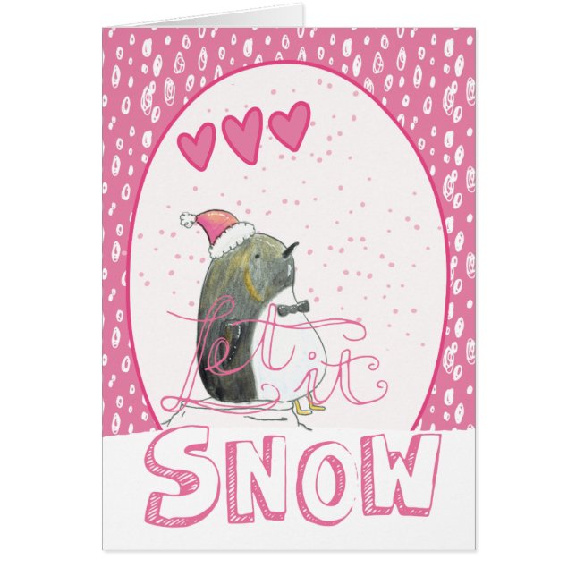Let it snow | Cute Penguin Christmas Card (Front)