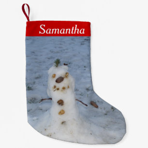 Let it Snow Cute Small Nature Snowman Small Christmas Stocking