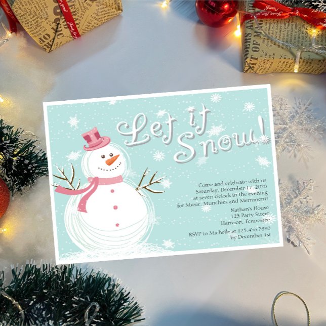 Let it Snow Cute Snowman Holiday Party Invitation (Creator Uploaded)