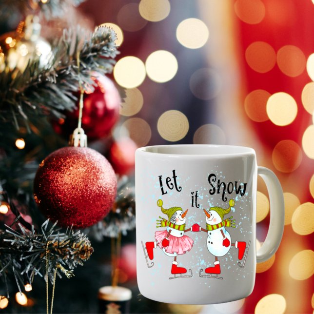Let It Snow Dancing Snowmen Couple Coffee Mug (Creator Uploaded)