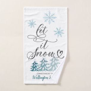 Let it snow elegant Christmas personalised Hand Towel