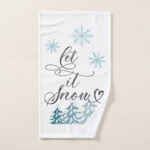 Let it snow elegant Christmas watercolor art Hand Towel