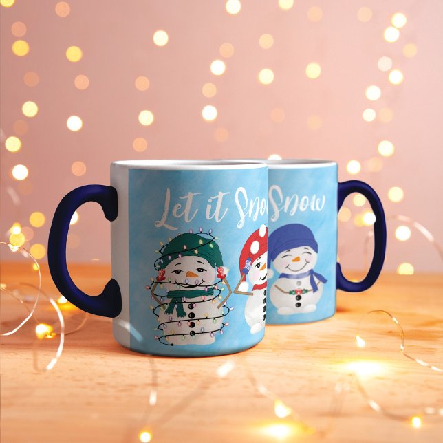 Let It Snow Festive Snowmen Watercolor Christmas Mug (Creator Uploaded)