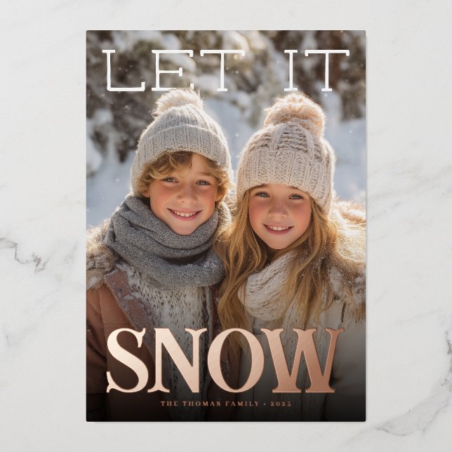 Let It Snow Foil Holiday Photo Card (Front)
