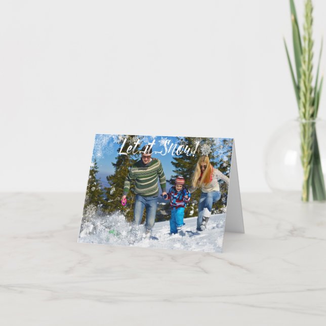 Let It Snow Folded Holiday Photo Card (Front)