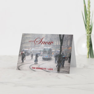 Let it Snow - French Alps street Winter Snowstorm Holiday Card