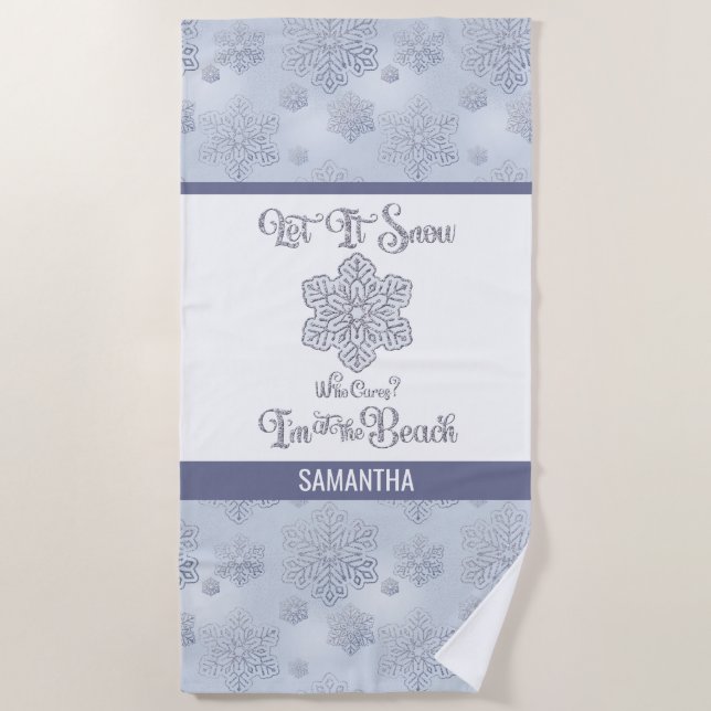 Let it Snow–Funny Christmas Beach Silver Beach Towel (Front)