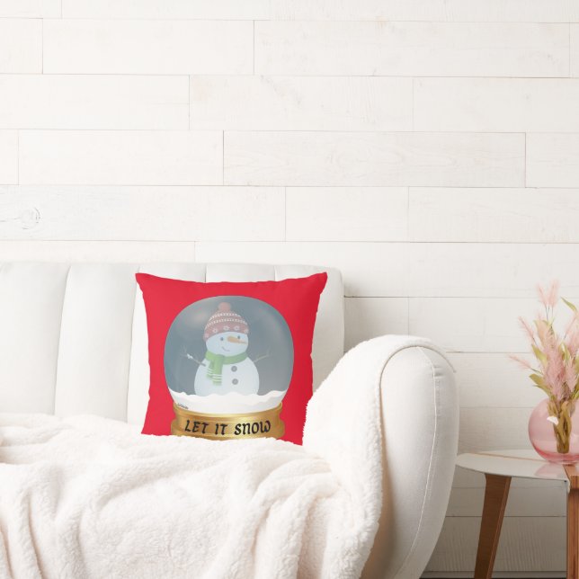 LET IT SNOW funny snowman in globe                 Cushion (Couch)