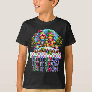 Let It Snow Gingerbread Family Christmas T Shirt 