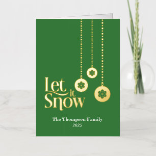 "Let it Snow" Green Folded Foil Holiday Card