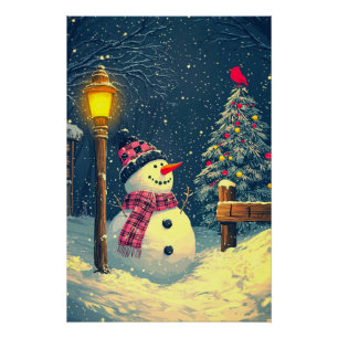 Let It Snow! Happy Christmas Snowman Poster