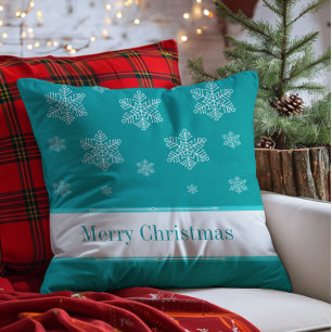 Let it Snow Holiday Pillow, Aqua Cushion